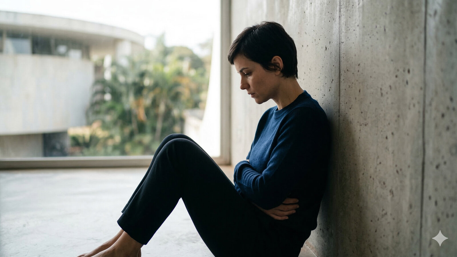 Paciente adulta em contexto clínico, representando constipação intestinal com possível relação funcional do assoalho pélvico.